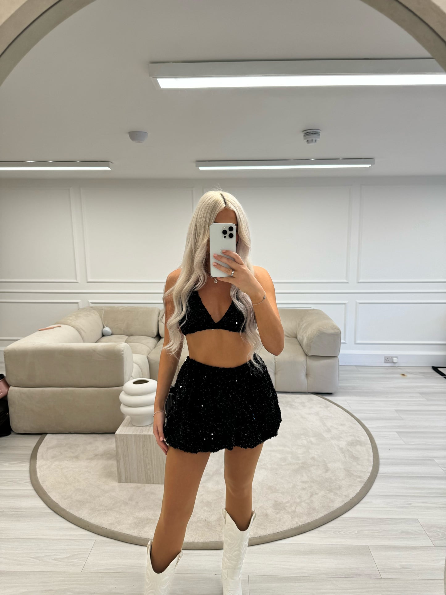 Sequin bubble skirt & bikini 2 piece