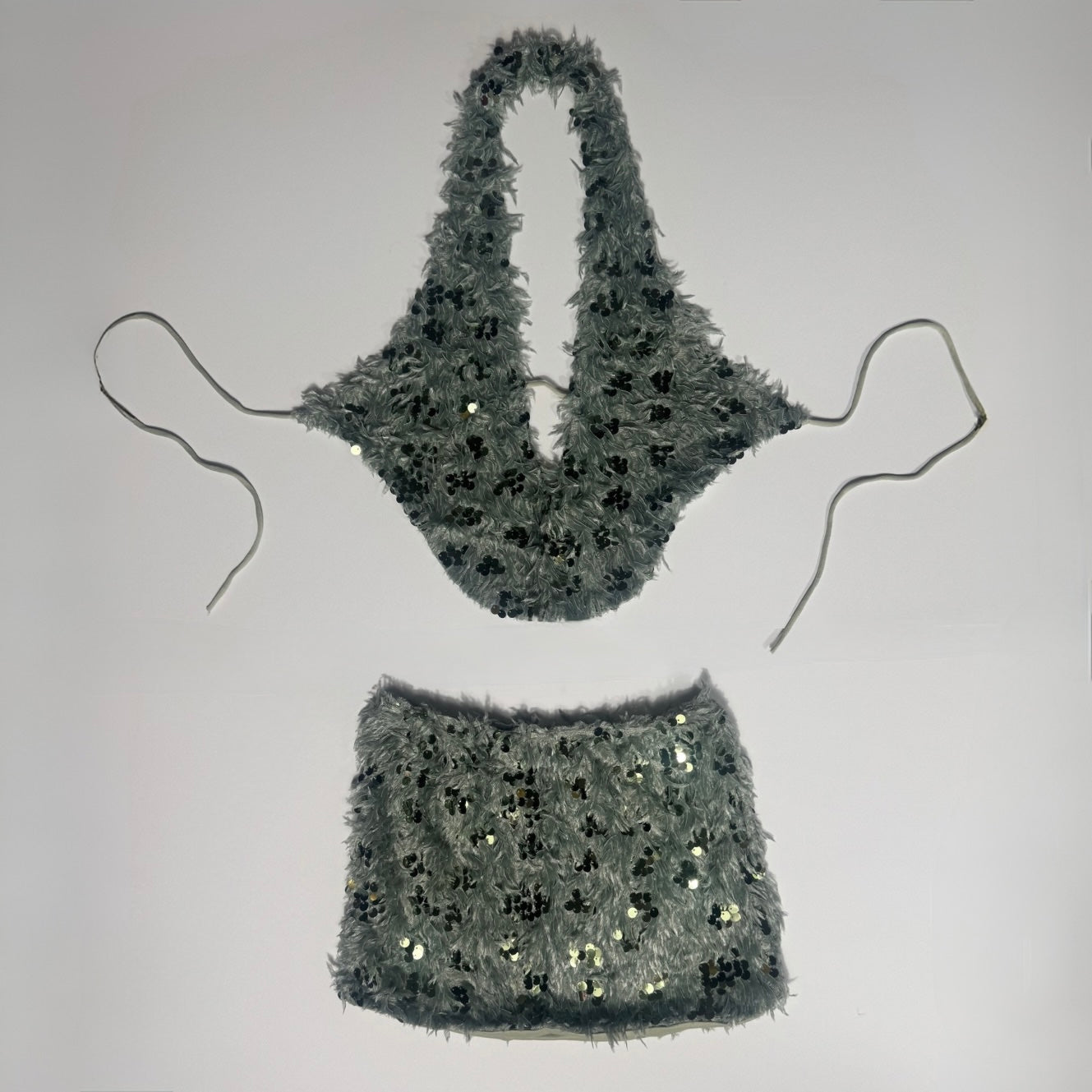Sequin feather tassel co ord set