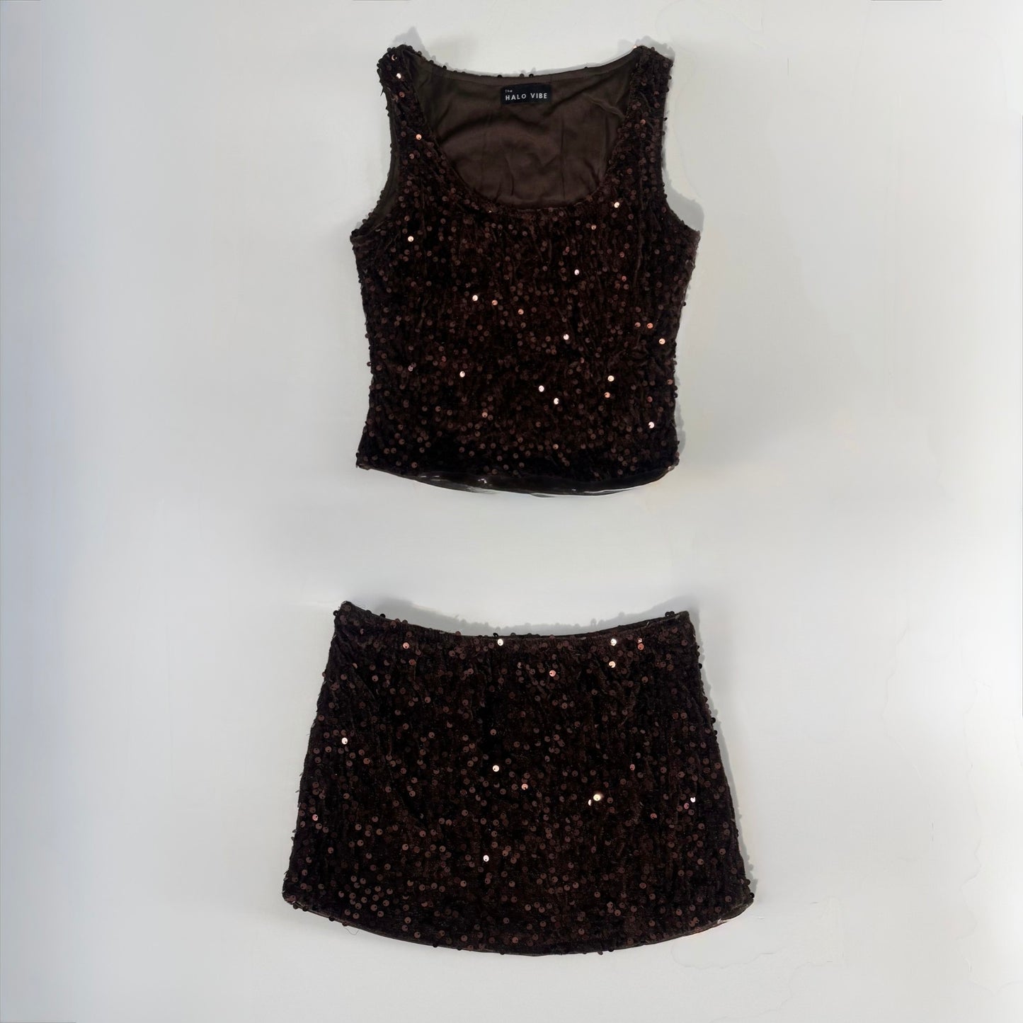 Viral Sequin Skirt & Matching Top 2 Piece Set - Sparkly Festival Co-Ord - Party, Holiday & Rave Outfit