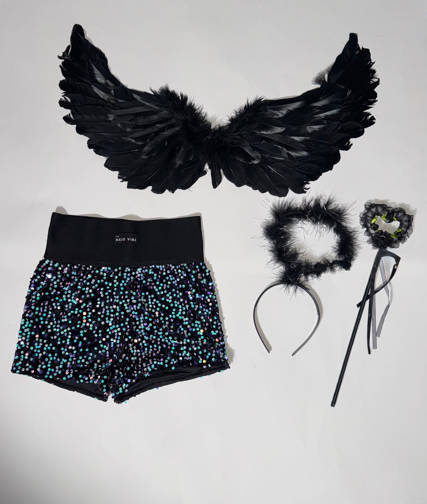 Angel sequin shorts Halloween bundle