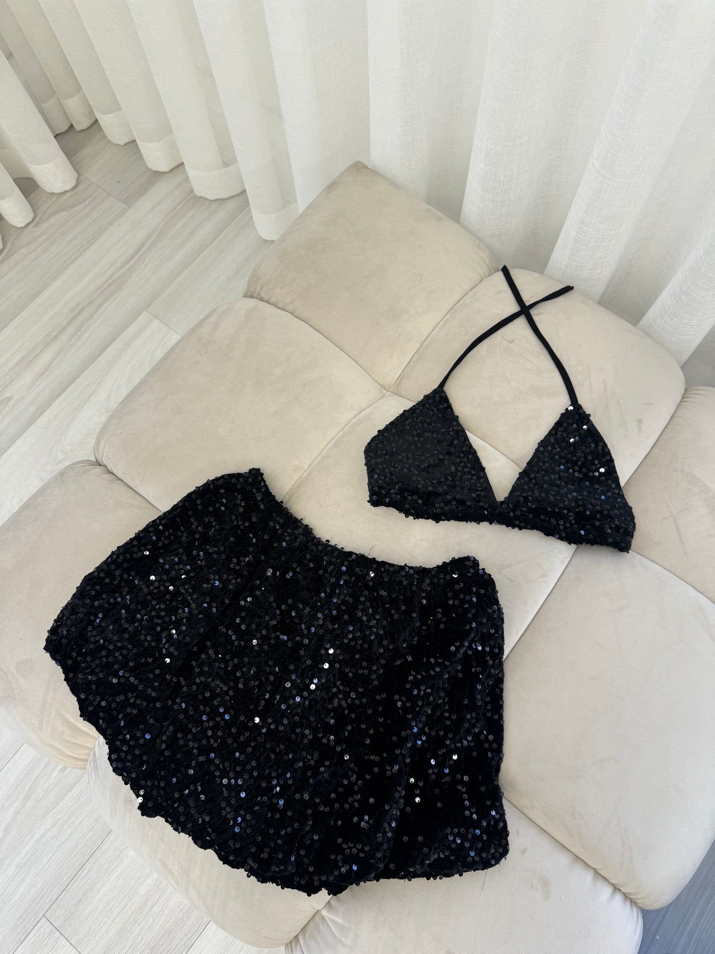 Sequin bubble skirt & bikini 2 piece
