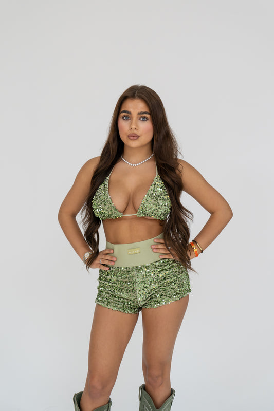 High waisted sequin shorts