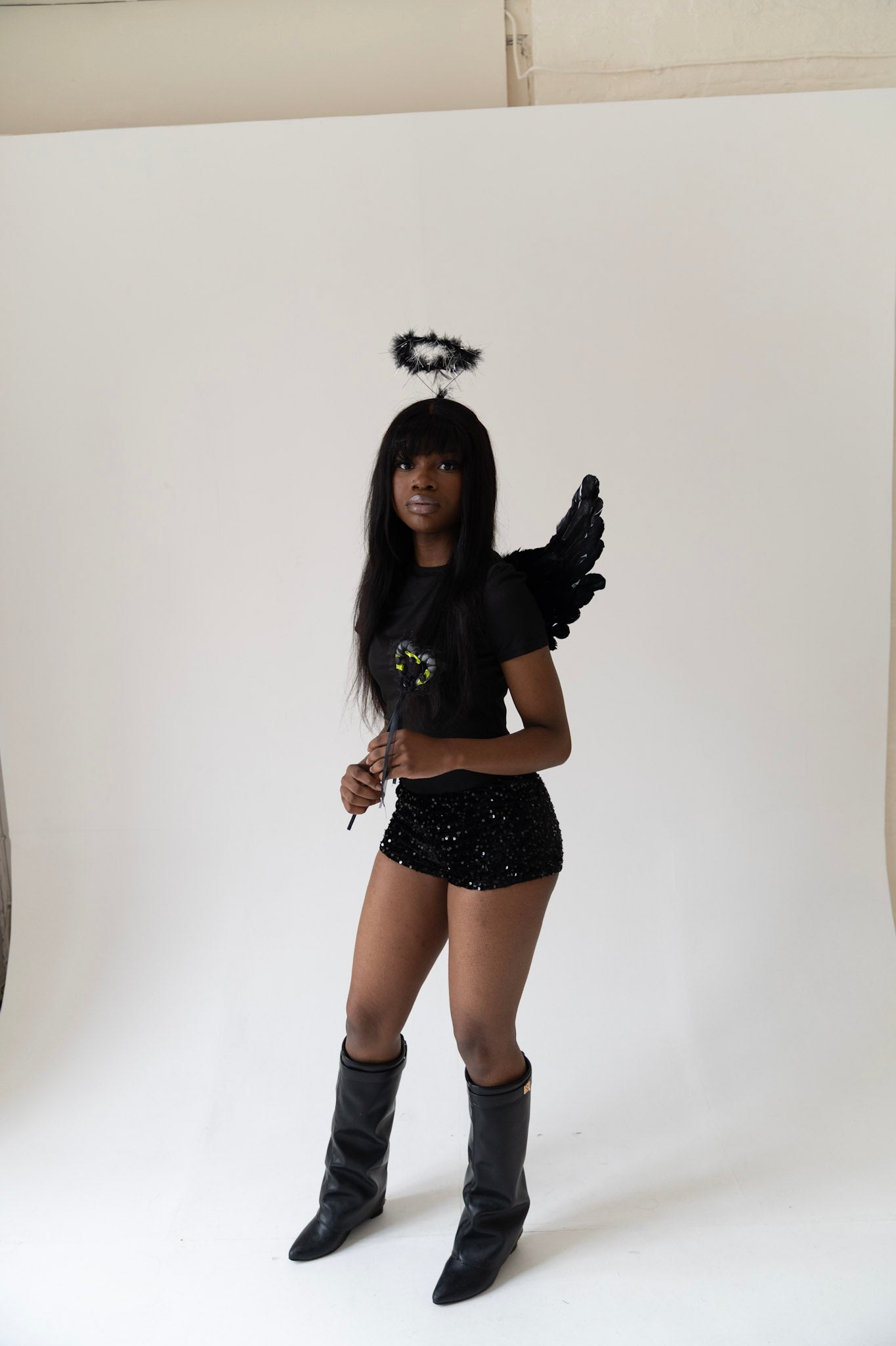 Angel sequin shorts Halloween bundle