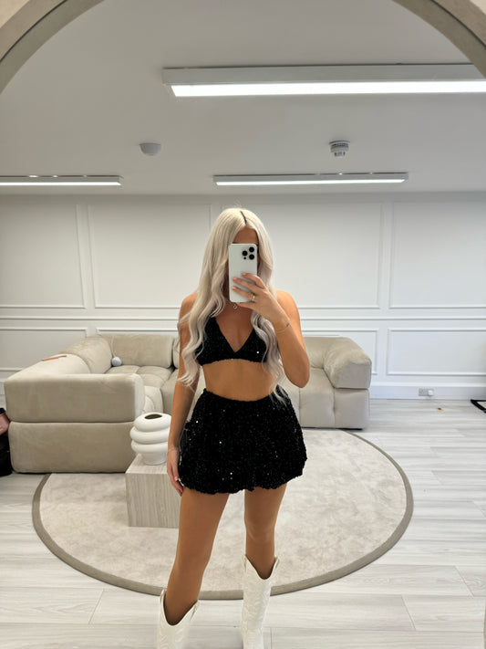 Sequin bubble skirt & bikini 2 piece
