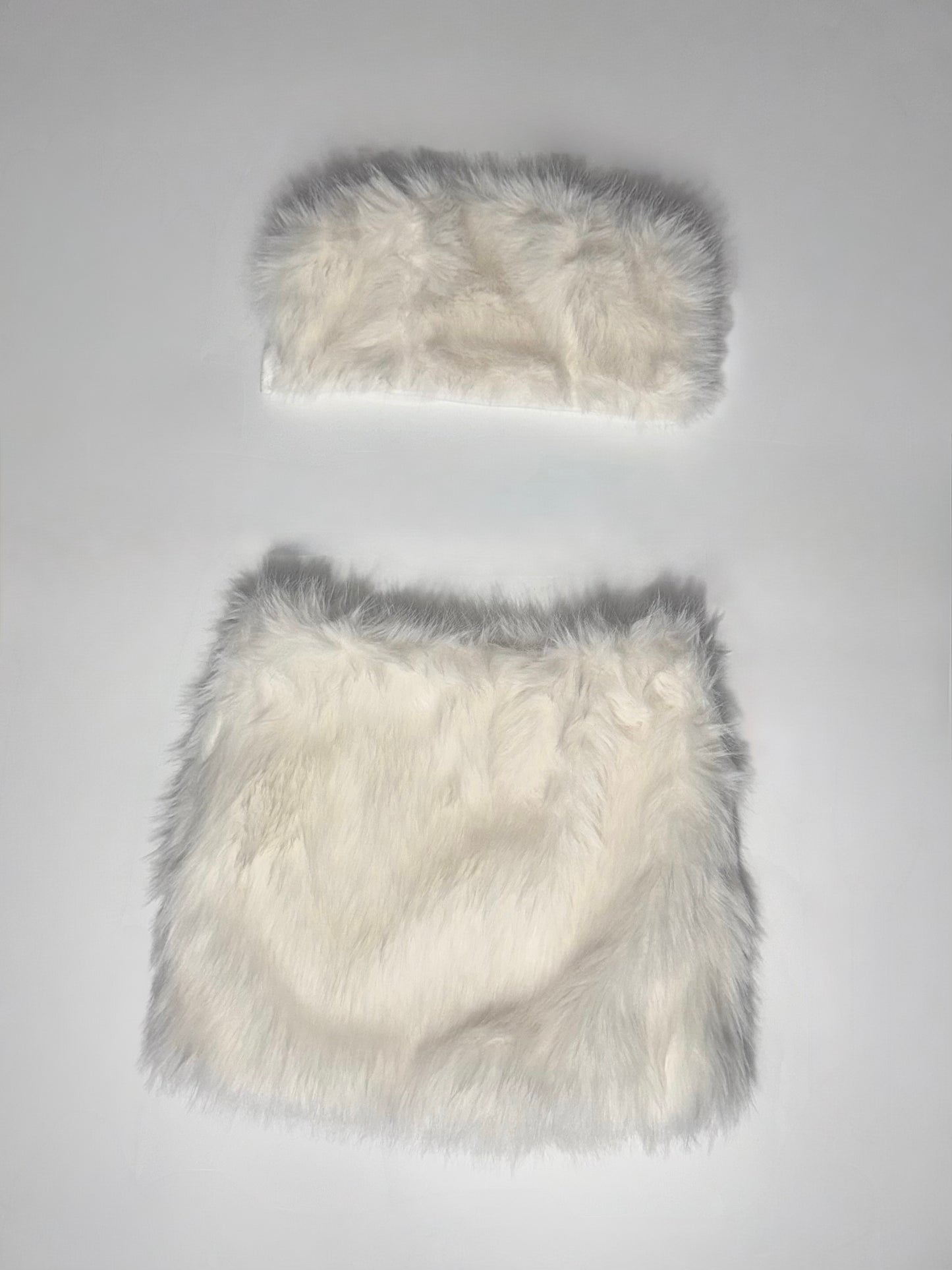 Fur 2 piece skirt and top set
