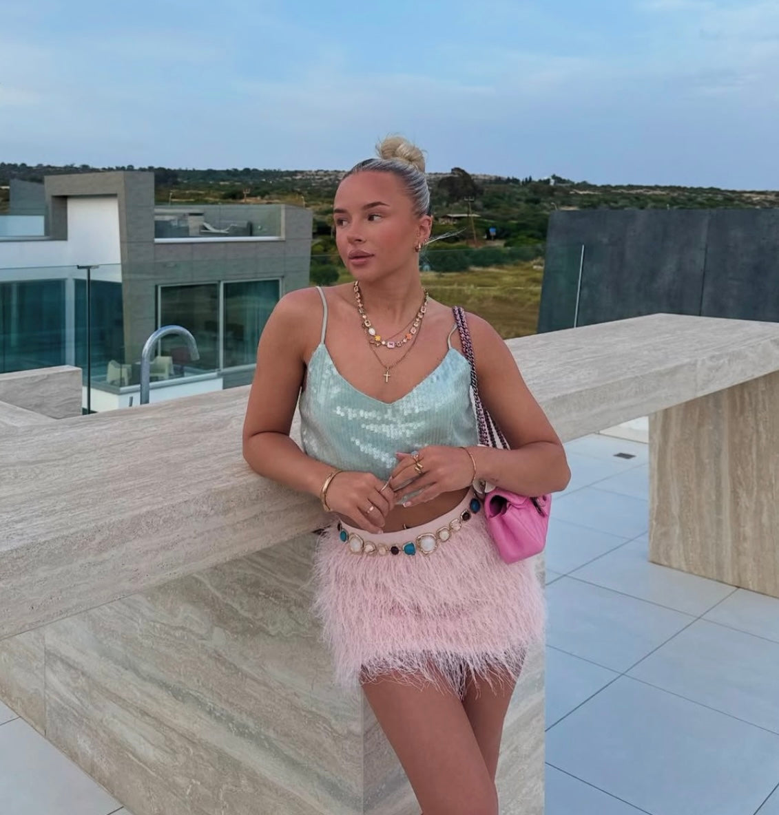 Pink feather skirt