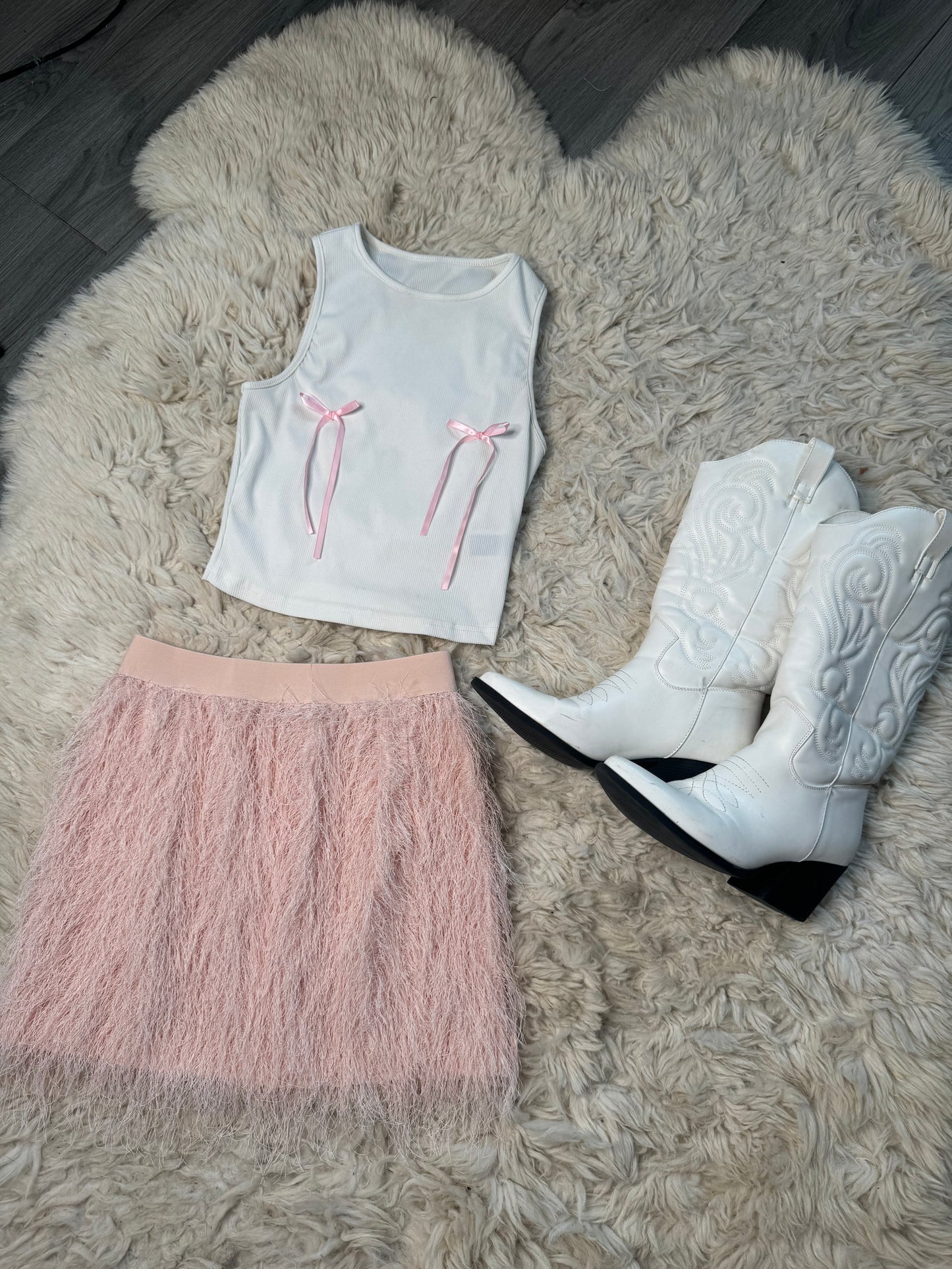 Pink feather skirt