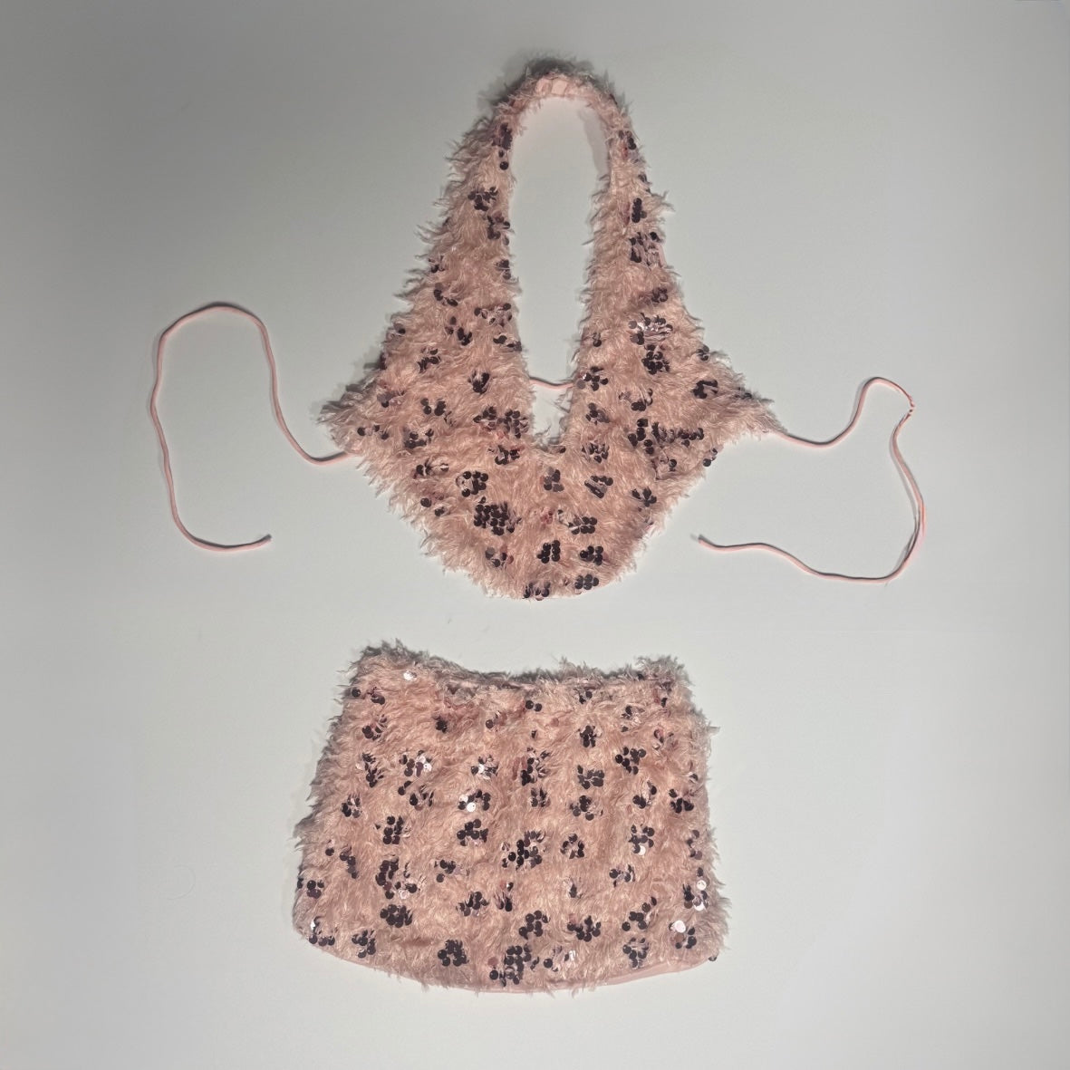 Sequin feather tassel co ord set