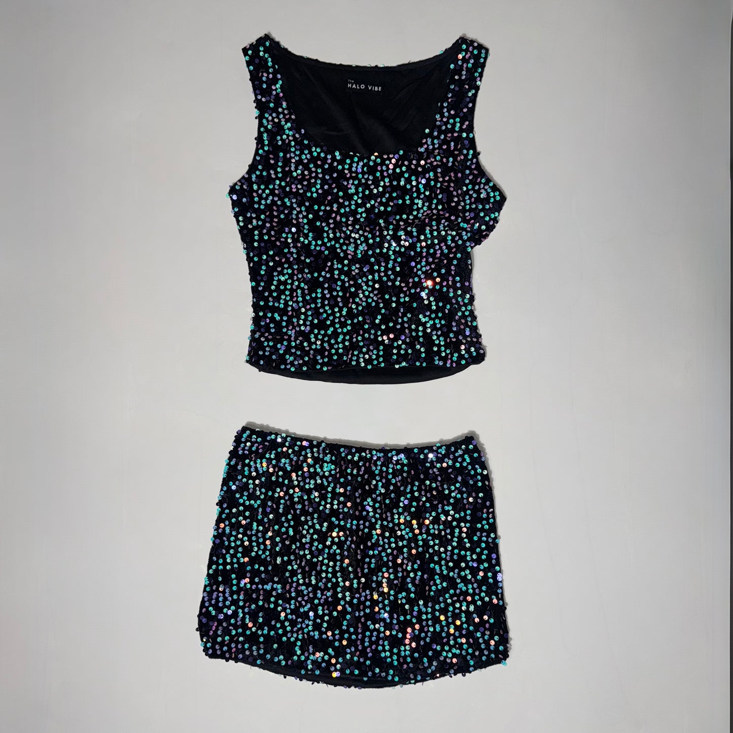 Viral Sequin Skirt & Matching Top 2 Piece Set - Sparkly Festival Co-Ord - Party, Holiday & Rave Outfit