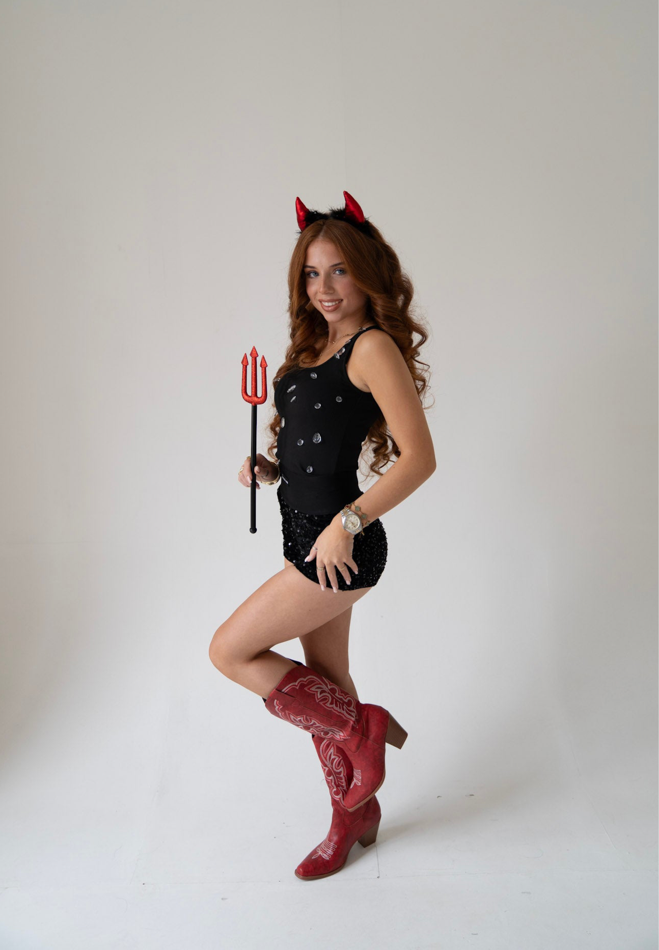 Devil sequin shorts Halloween bundle