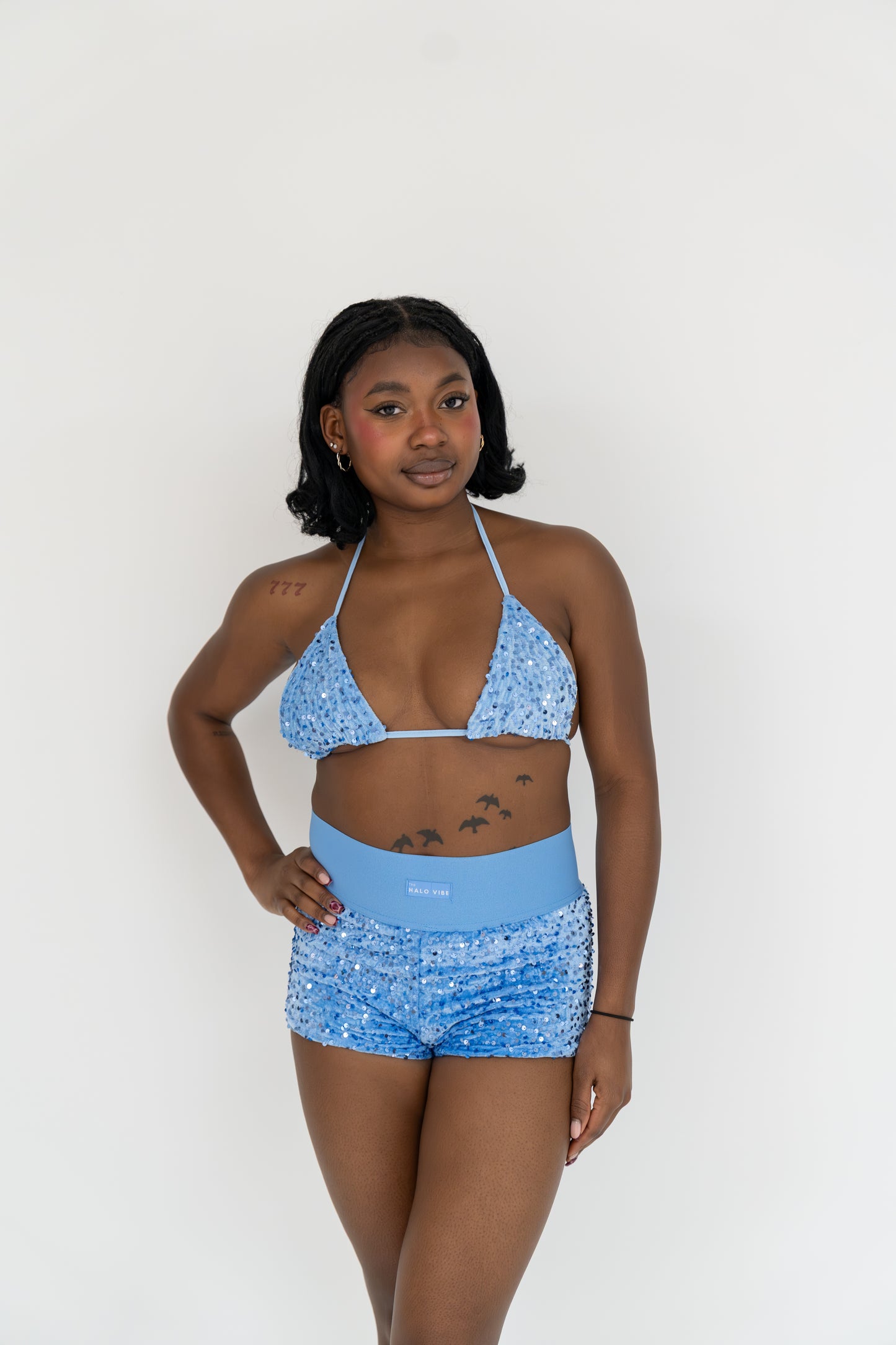 Sequin short & bikini 2 piece set