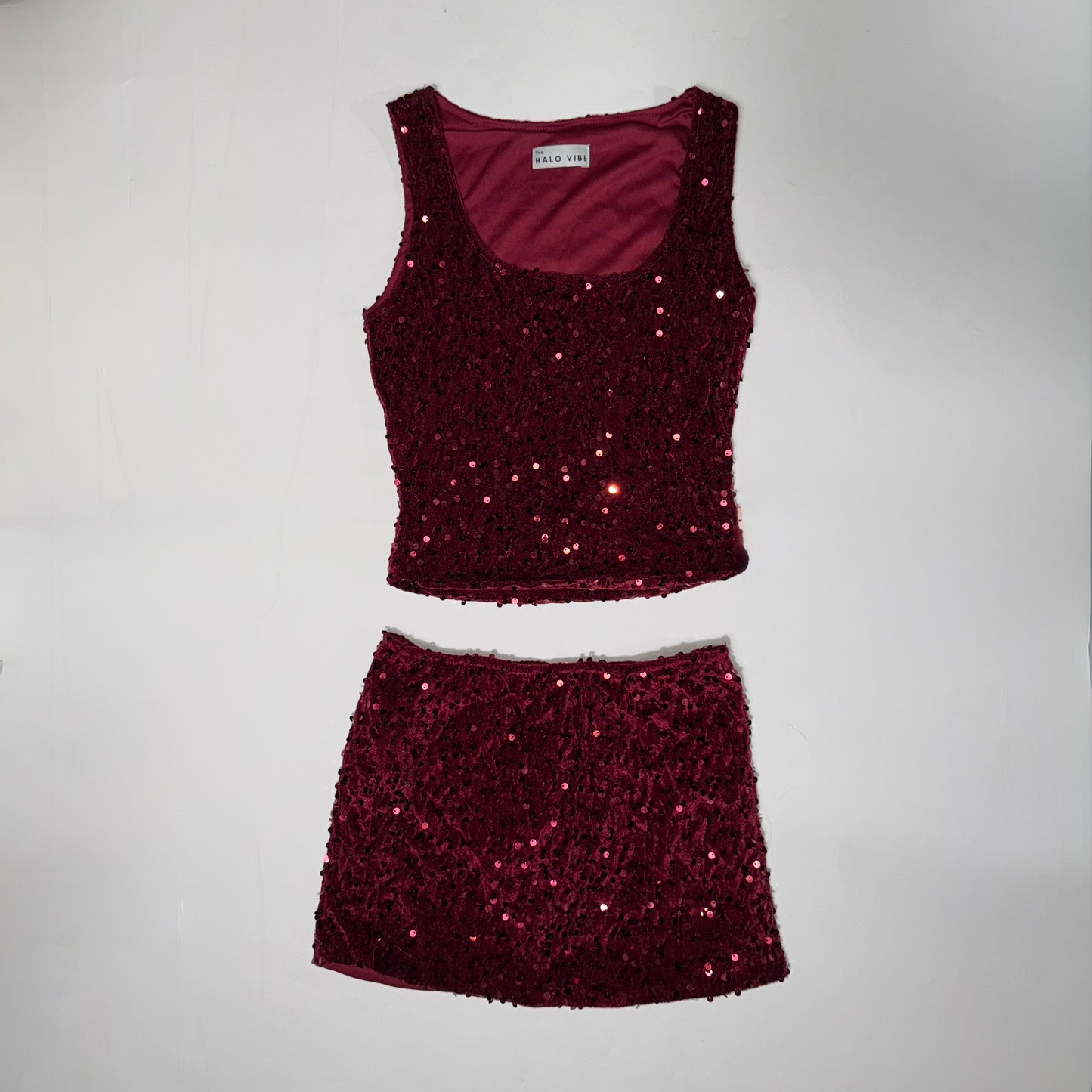 2 piece sequin skirt and top set