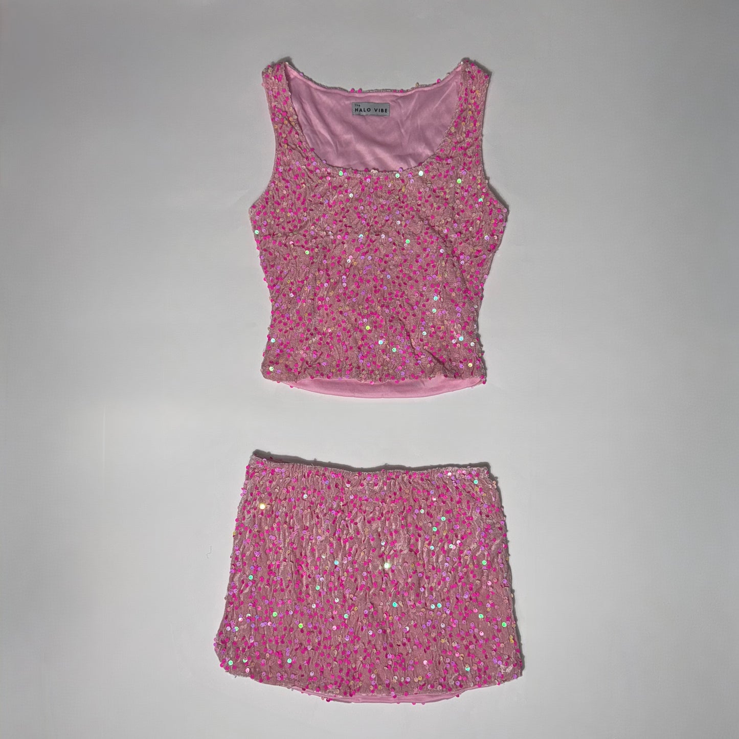 2 piece sequin skirt and top set