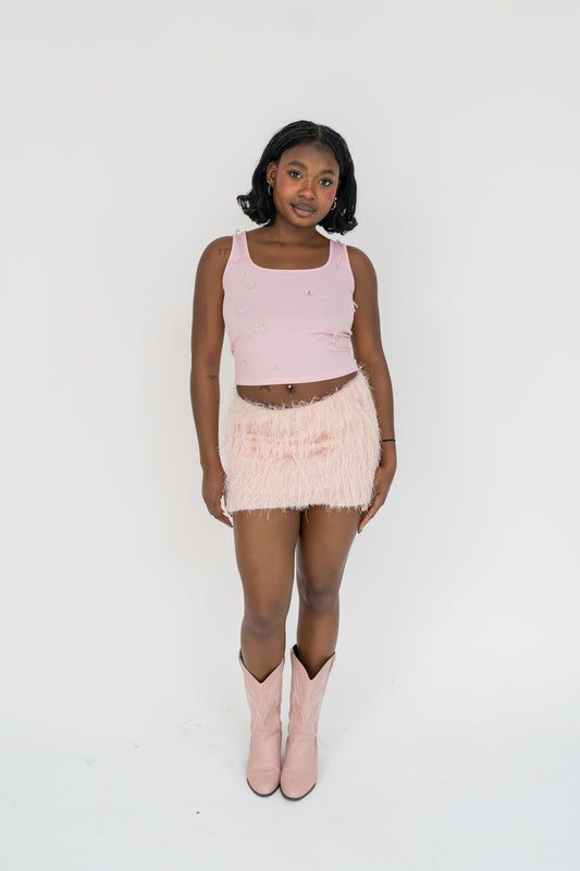 Pink feather skirt